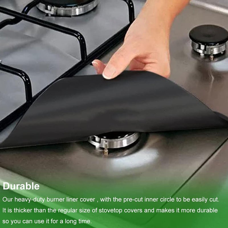 HELESIN Gas Stove Burner Liners, 10 Pack 0.3mm Non-Stick Reusable Gas Range Protectors Stove Top Covers for Gas Burners Heat-resistant,Double Thickness, Dishwasher Safe 10.6â€x10.6â€ - Image 5